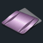 Purple Tones Brushed Aluminum Look Laptop Sleeve<br><div class="desc">Metallic muted purple design brushed aluminum look pattern. Stripes of black geometric pattern.</div>