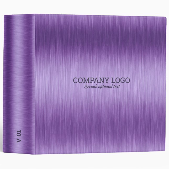 Purple tones brushed aluminum metallic texture 3 ring binder (Front/Spine)
