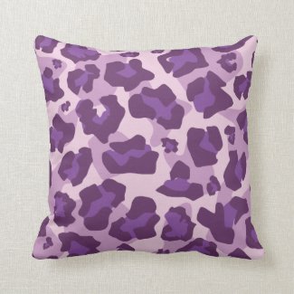 Purple tones leopard animal print pattern throw pillow