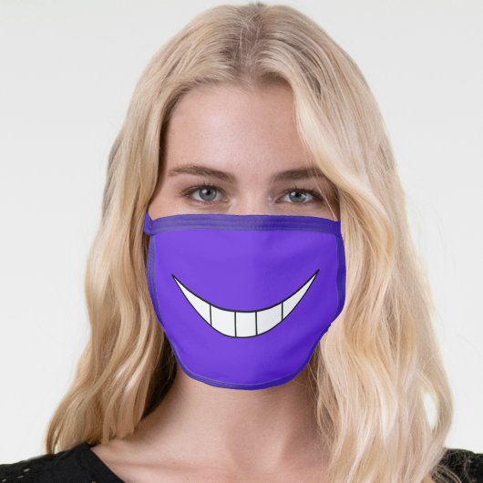 purple toon gengar grin smile facemask cloth face mask (Worn Her)