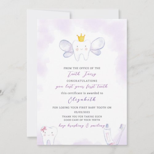 Purple Tooth Fairy Letter Invitation