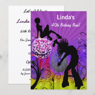 purple totally 80's retro party Invitation
