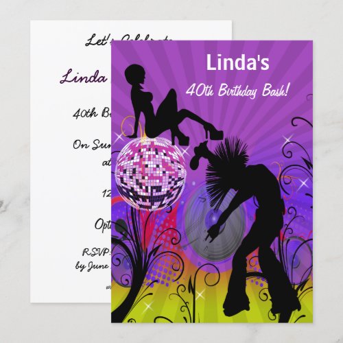 purple totally 80's retro  party Invitation