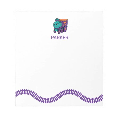 Purple Toy Train Track Personal Kids Stationery Notepad