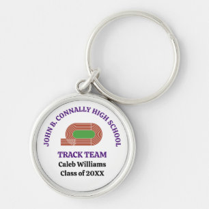 Purple Track Team Custom High School Runner Keychain