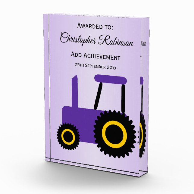 Purple Tractor Acrylic Award (Right)