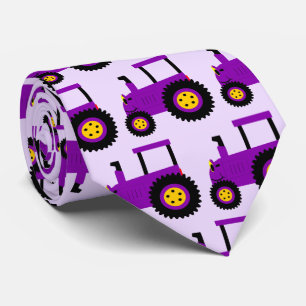 Purple Tractor Design Neck Tie