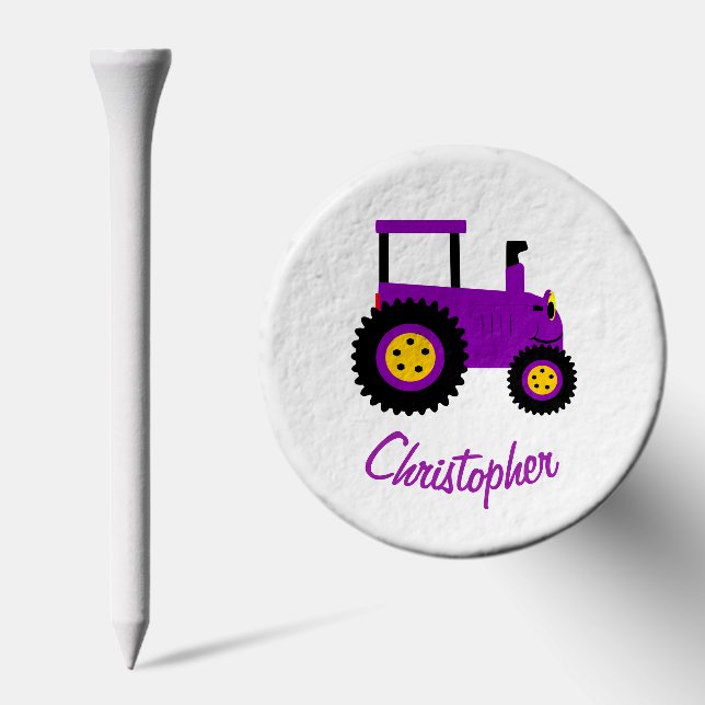 Purple Tractor Design Personalised Golf Tees (Combo)