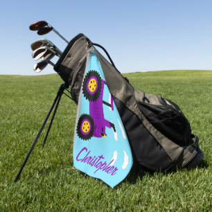Purple Tractor Design Personalised Golf Towel