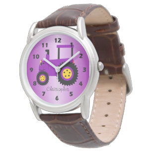 Purple Tractor Design Personalised Watch
