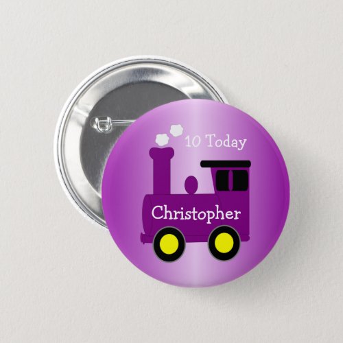 Purple Train Design Button