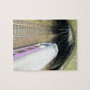 Purple Train, Railway Tracks, Tunnel, Traveling Jigsaw Puzzle