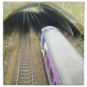 Purple Train, Railway Tracks, Tunnel, Traveling Napkin