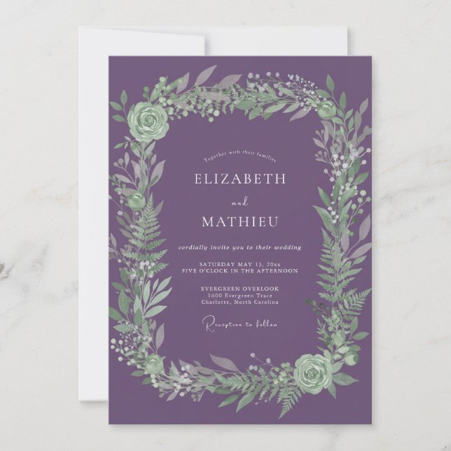 Purple Tranquil Nature Wedding Invitation (Front)