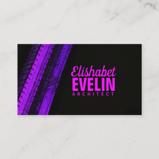 Purple Tread Paths on Black Backdrop Business Card (Front)