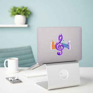 Purple Treble Clef Music Lover  Sticker