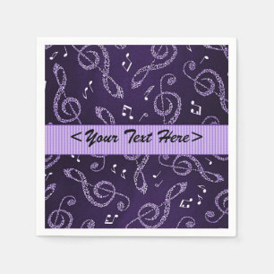 Purple Treble Clefs Stylish Personalize Napkins