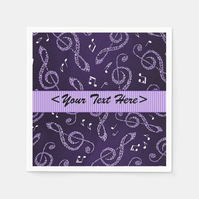 Purple Treble Clefs Stylish Personalize Napkins (Front)