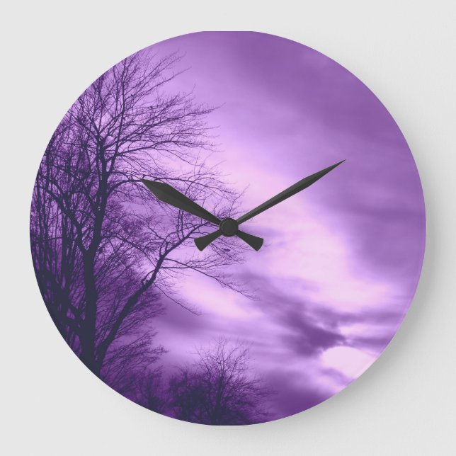 Purple Tree and Sky Wall Clock (Front)