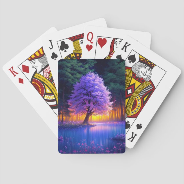 Purple Tree in the Swampy Green Forest Poker Cards (Back)