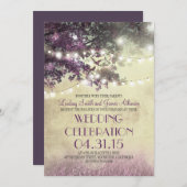 Purple tree Lights & Birds Wedding Invitation (Front/Back)