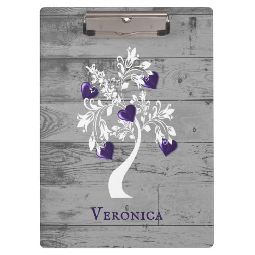 Purple Tree of Hearts Personalized Clipboard