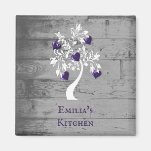 Purple Tree of Hearts Personalized Magnet