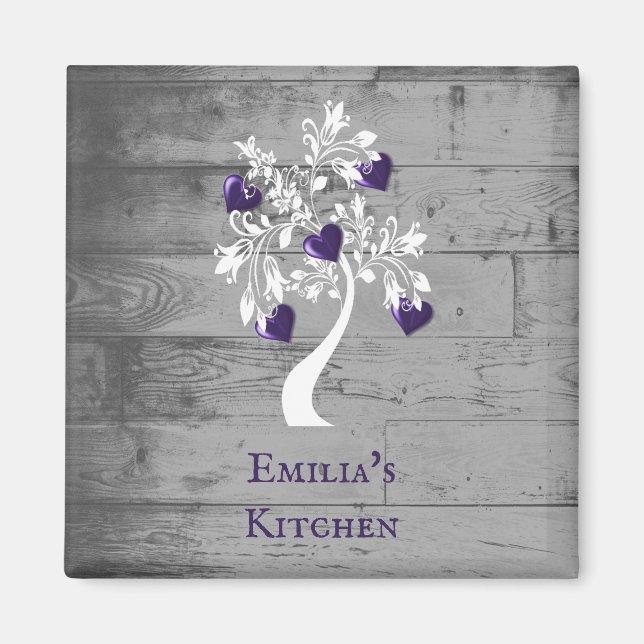 Purple Tree of Hearts Personalized Magnet (Front)
