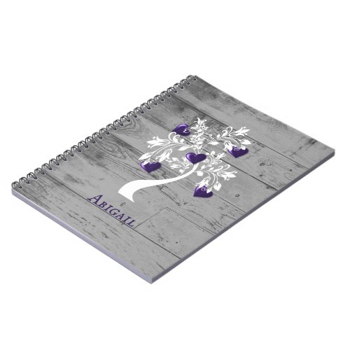 Purple Tree of Hearts Personalized Notebook