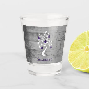 Purple Tree of Hearts Personalized Shot Glass