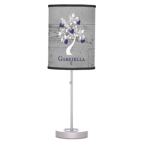 Purple Tree of Hearts Personalized Table Lamp