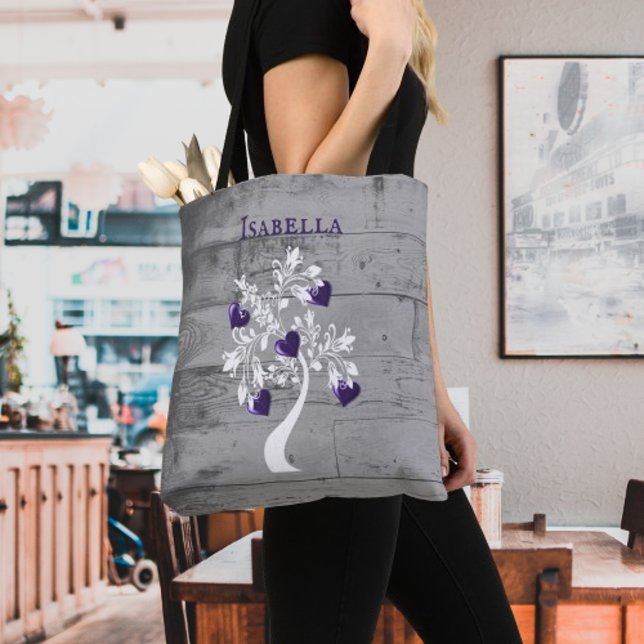 Purple Tree of Hearts Personalized Tote Bag (Purple Tree of Hearts Personalized Tote Bag)