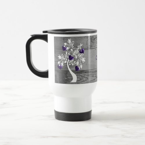 Purple Tree of Hearts Personalized Travel Mug