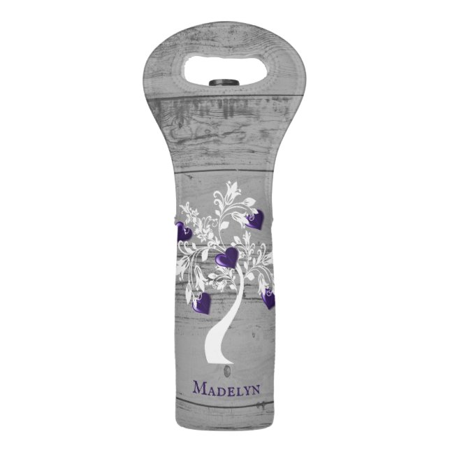 Purple Tree of Hearts Personalized Wine Bag (Front)