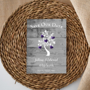 Purple Tree of Hearts Save The Date Announcement