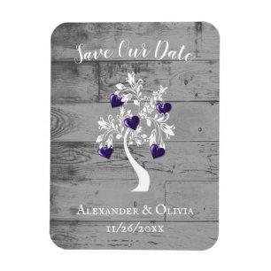 Purple Tree of Hearts Save The Date Magnet