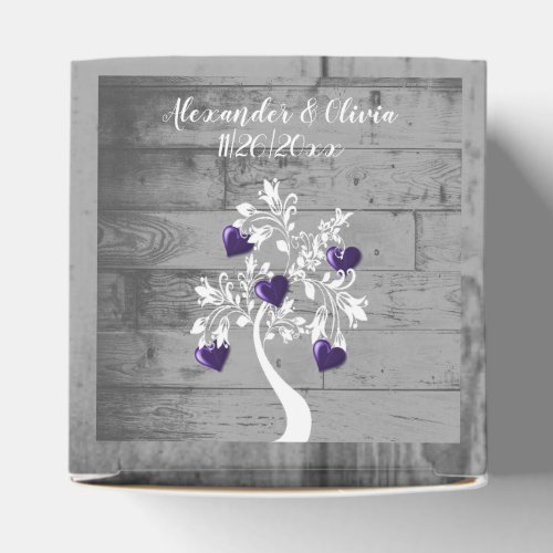 Purple Tree of Hearts Wedding Favor Box