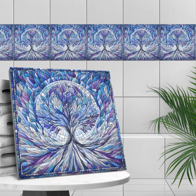 Purple Tree of Tranquility Mosaic art Ceramic Tile (Creator Uploaded)