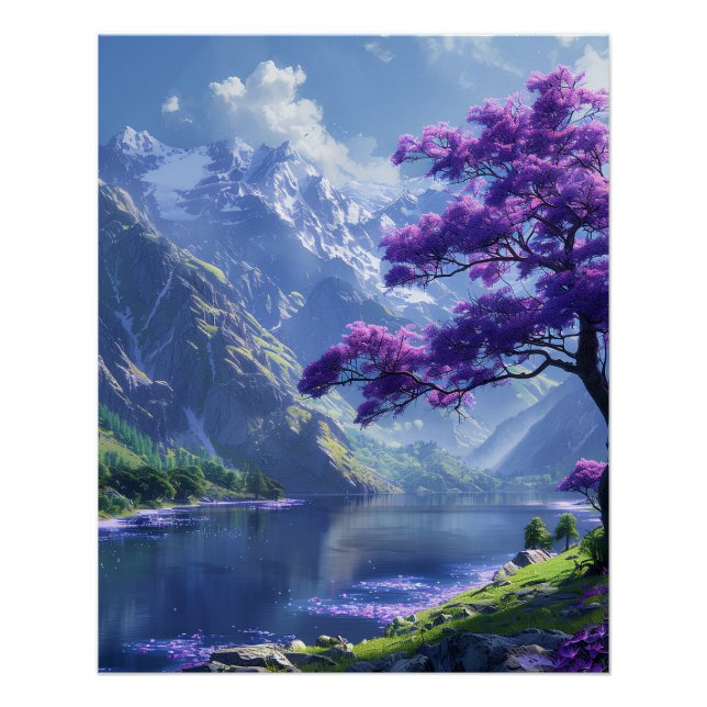 Purple tree on the lake poster (Front)