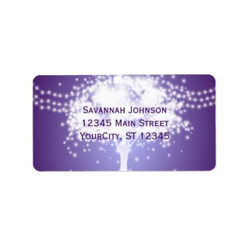 Purple Tree String Lights Custom Address Labels by WillowTreePrints at Zazzle