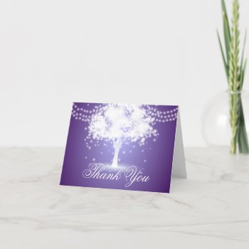 Purple Tree String Lights Glowing Thank You Cards by WillowTreePrints at Zazzle
