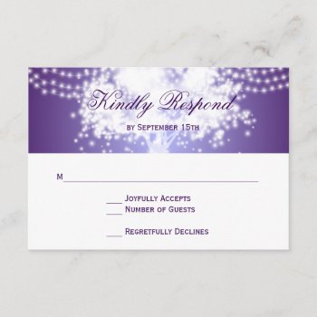 Purple Tree String Lights Wedding Rsvp Cards by WillowTreePrints at Zazzle