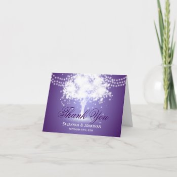 Purple Tree String Lights Wedding Thank You Cards by WillowTreePrints at Zazzle