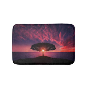 Purple Tree Sunset Bath Mat