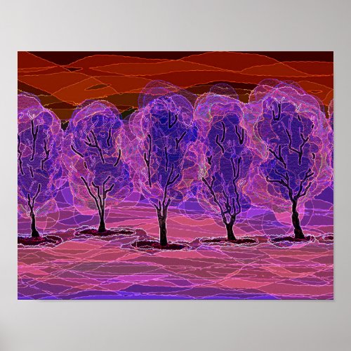 Purple Trees 2005 Computer Art Poster