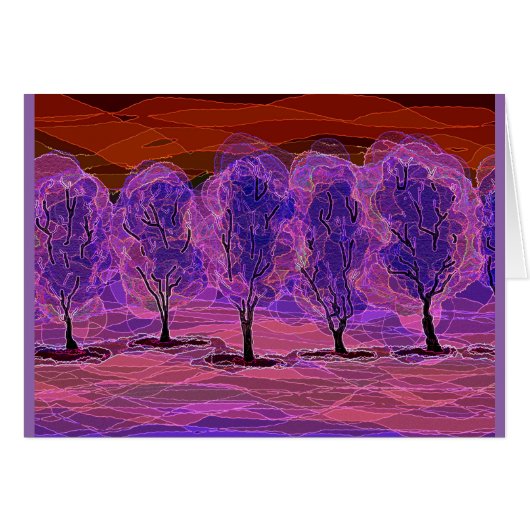 Purple Trees (Red Background) Cards (Front Horizontal)