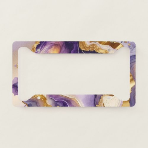 Purple Trendy Alcohol Ink License Plate Frame