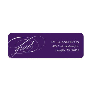 Purple Trendy Calligraphy Graduation Address Label