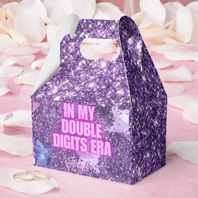 Purple Trendy In My Double Digits Era Birthday Favor Boxes (Wedding)