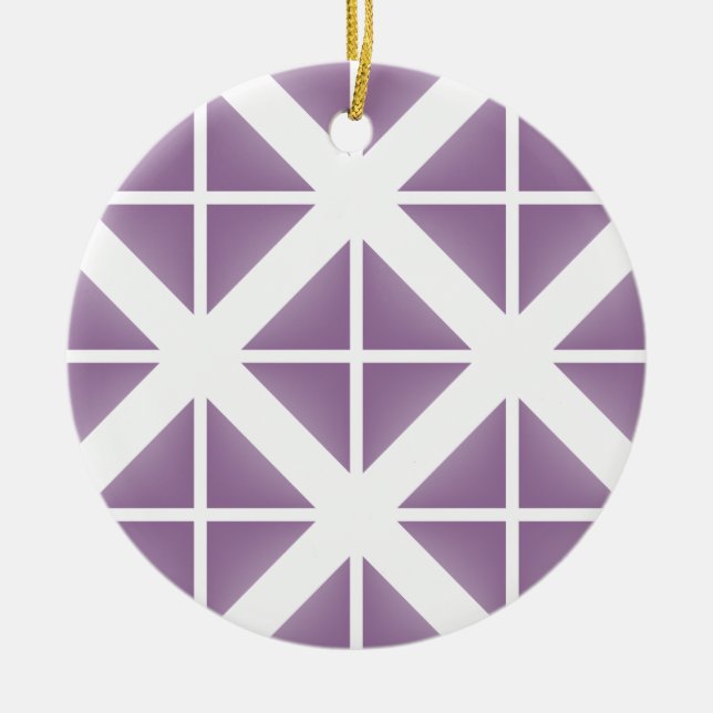 Purple Trendy Triangle Pattern Ceramic Ornament (Front)